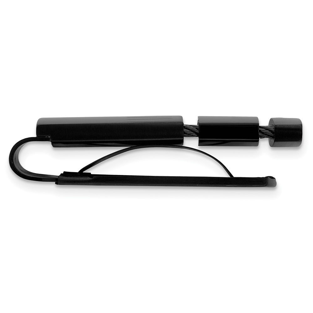 Stainless Steel Chisel Brushed And Polished Black Ip-Plated With Cable Money Clip