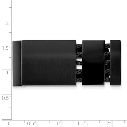 Stainless Steel Chisel Brushed And Polished Black Ip-Plated With Cable Money Clip