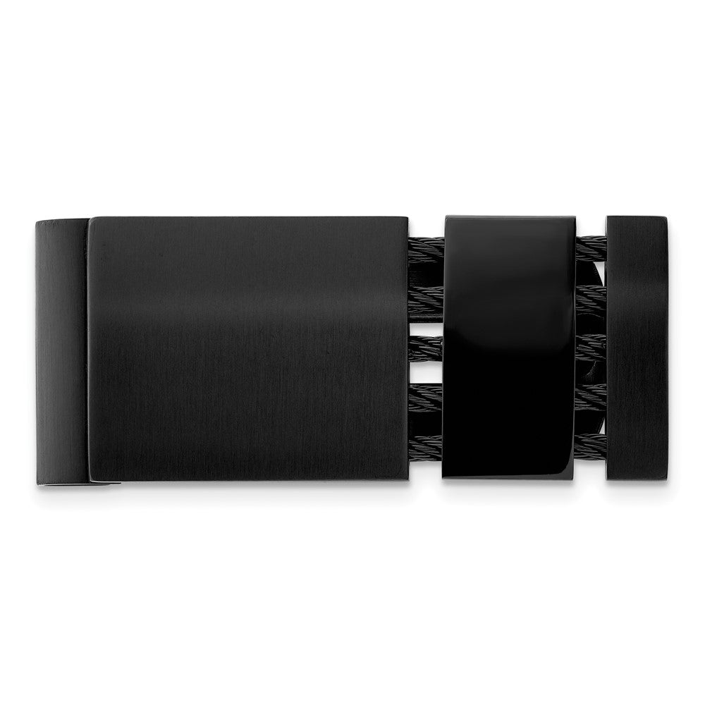 Stainless Steel Chisel Brushed And Polished Black Ip-Plated With Cable Money Clip