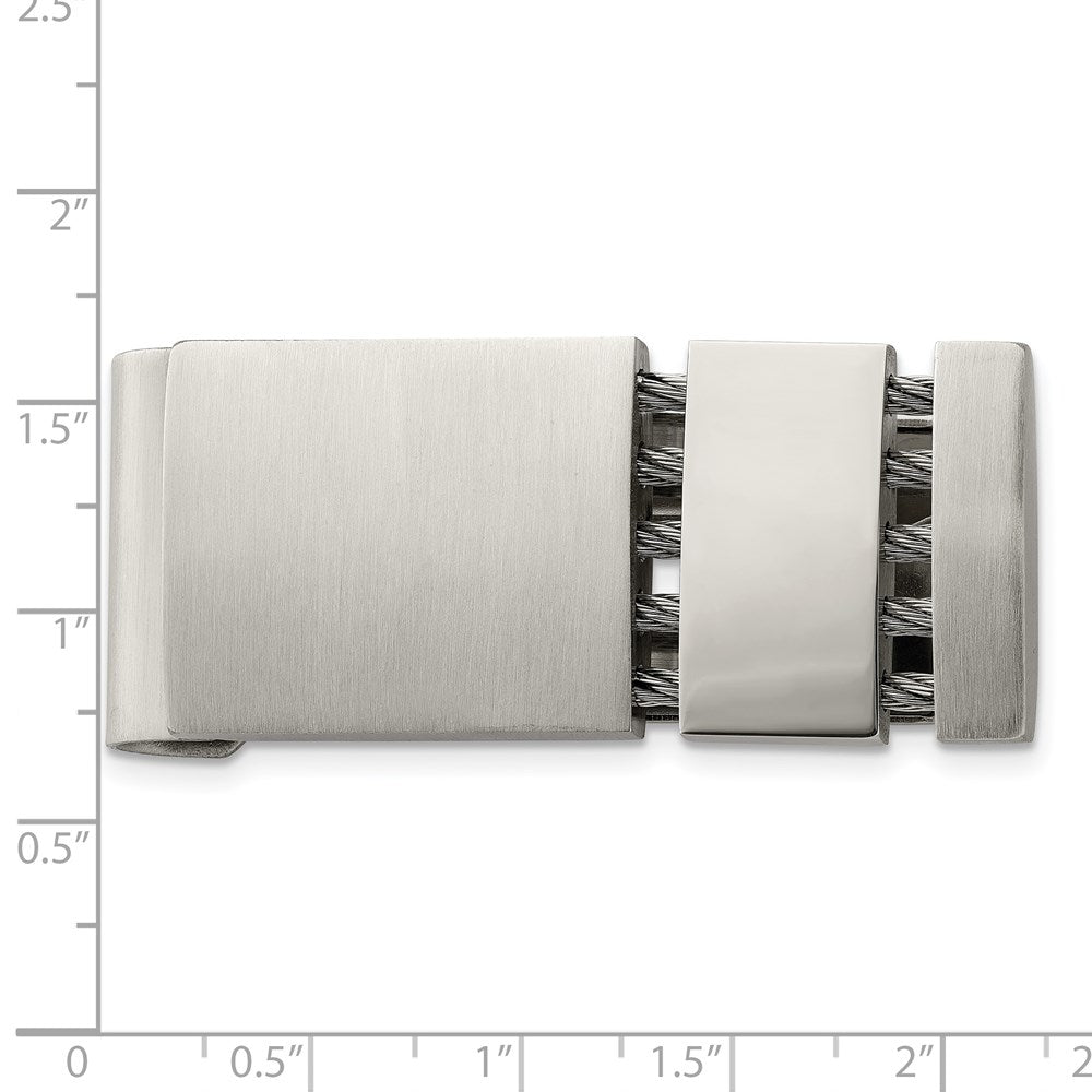 Stainless Steel Chisel Brushed And Polished With Cable Money Clip