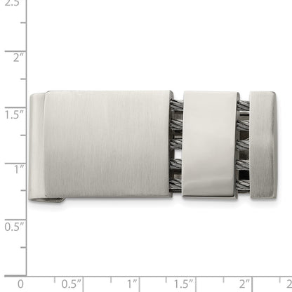 Stainless Steel Chisel Brushed And Polished With Cable Money Clip
