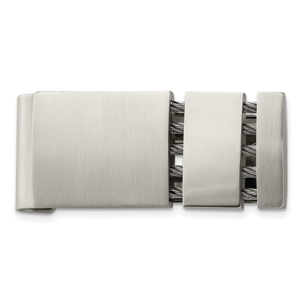 Stainless Steel Chisel Brushed And Polished With Cable Money Clip