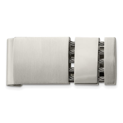 Stainless Steel Chisel Brushed And Polished With Cable Money Clip