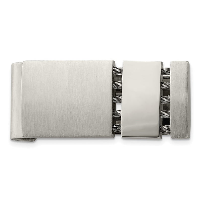 Stainless Steel Chisel Brushed And Polished With Cable Money Clip