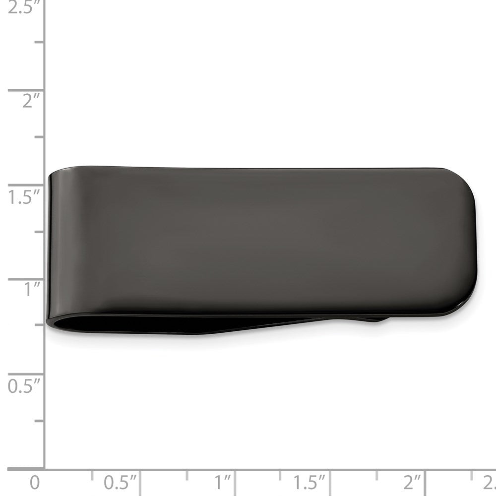 Stainless Steel Chisel Polished Black Ip-Plated Money Clip