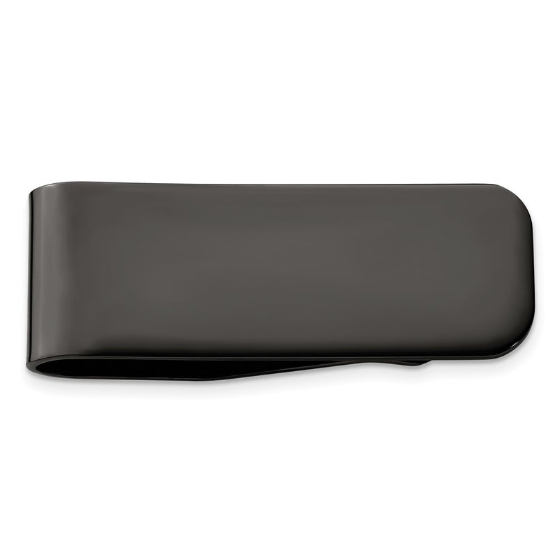 Stainless Steel Chisel Polished Black Ip-Plated Money Clip