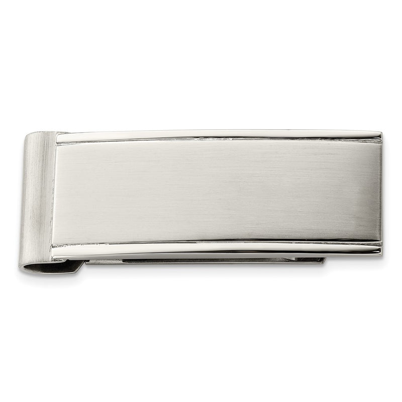Stainless Steel Chisel Brushed And Polished Money Clip