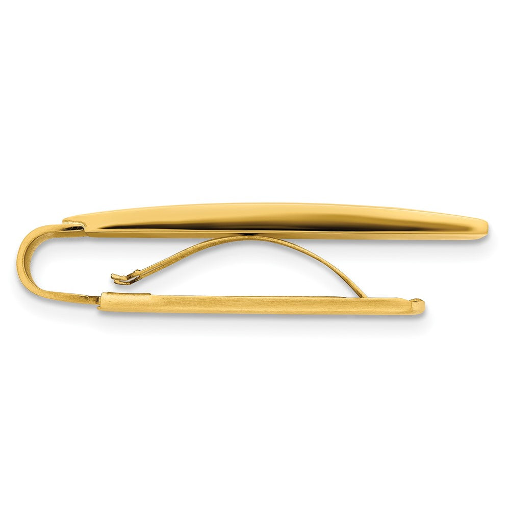 Stainless Steel Chisel Brushed And Polished Yellow Ip-Plated Money Clip