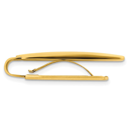 Stainless Steel Chisel Brushed And Polished Yellow Ip-Plated Money Clip