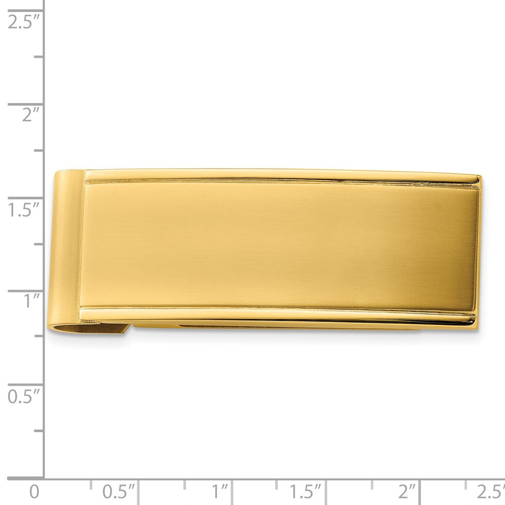 Stainless Steel Chisel Brushed And Polished Yellow Ip-Plated Money Clip