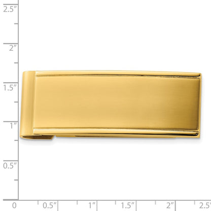 Stainless Steel Chisel Brushed And Polished Yellow Ip-Plated Money Clip