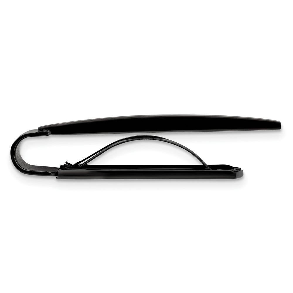 Stainless Steel Chisel Brushed And Polished Black Ip-Plated Money Clip