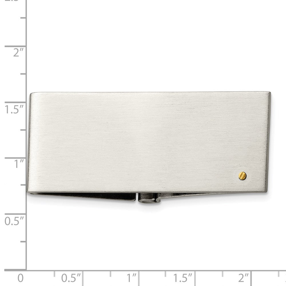 Stainless Steel Chisel Brushed Yellow Ip-Plated Screw Hinged Money Clip