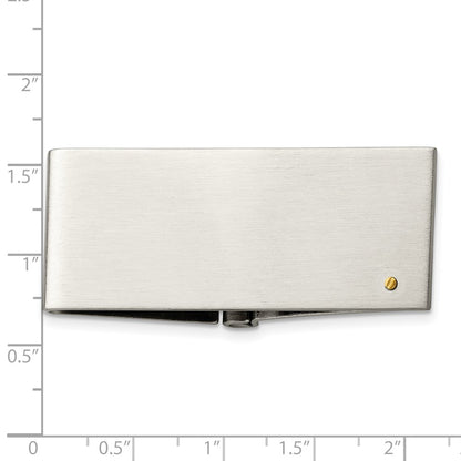 Stainless Steel Chisel Brushed Yellow Ip-Plated Screw Hinged Money Clip