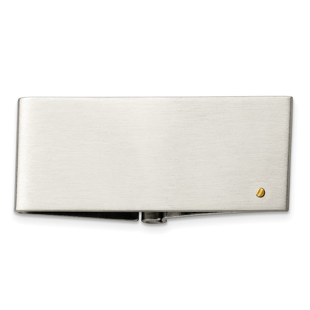 Stainless Steel Chisel Brushed Yellow Ip-Plated Screw Hinged Money Clip