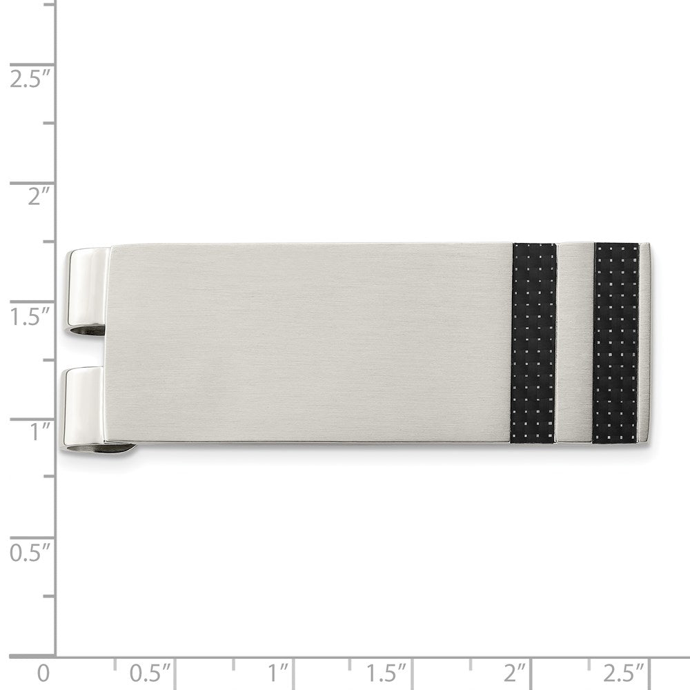 Stainless Steel Chisel Brushed Black Carbon Fiber Inlay Money Clip