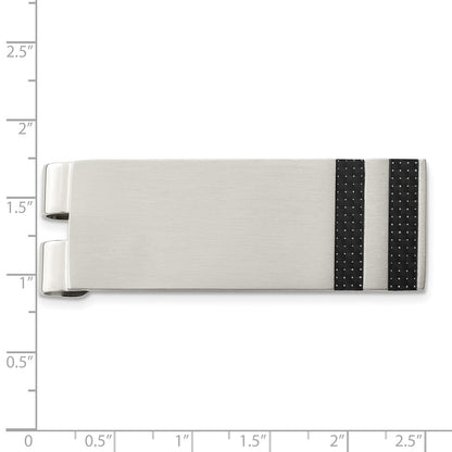 Stainless Steel Chisel Brushed Black Carbon Fiber Inlay Money Clip