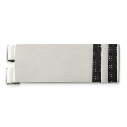 Stainless Steel Chisel Brushed Black Carbon Fiber Inlay Money Clip