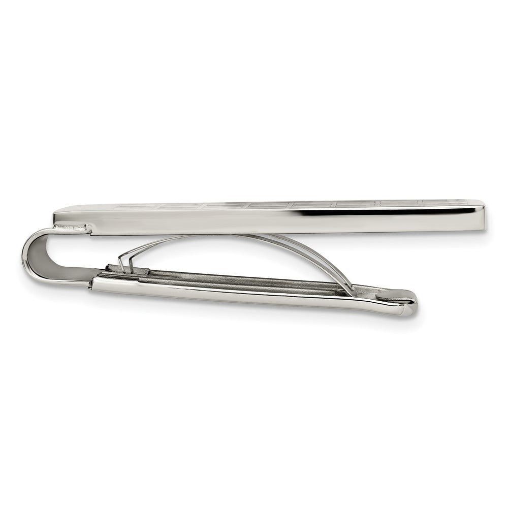 Stainless Steel Chisel Polished Black And Grey Carbon Fiber Inlay Money Clip