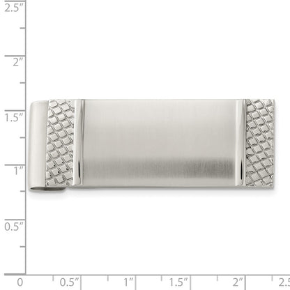 Stainless Steel Chisel Brushed And Textured Money Clip