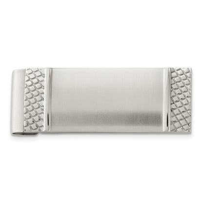 Stainless Steel Chisel Brushed And Textured Money Clip