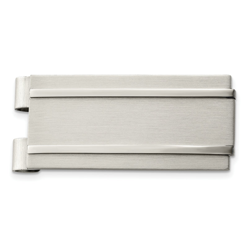 Stainless Steel Chisel Brushed And Polished Money Clip