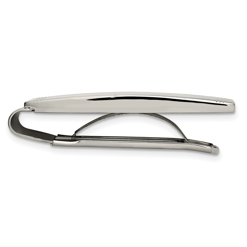Stainless Steel Chisel Polished And Grooved Money Clip