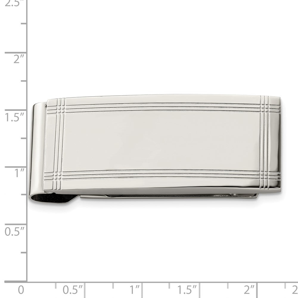 Stainless Steel Chisel Polished And Grooved Money Clip