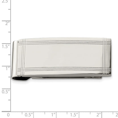 Stainless Steel Chisel Polished And Grooved Money Clip