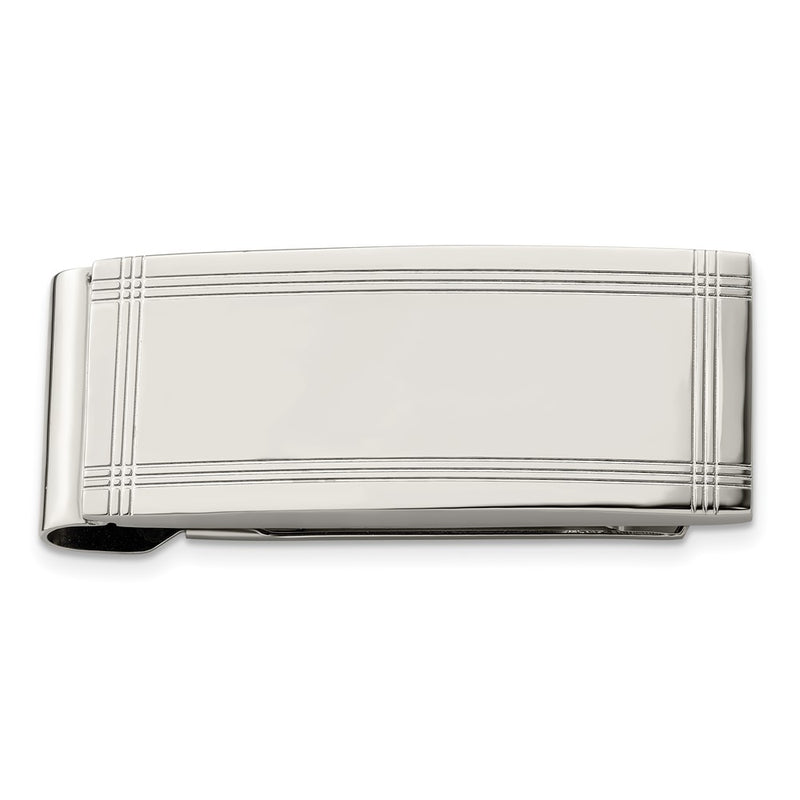 Stainless Steel Chisel Polished And Grooved Money Clip