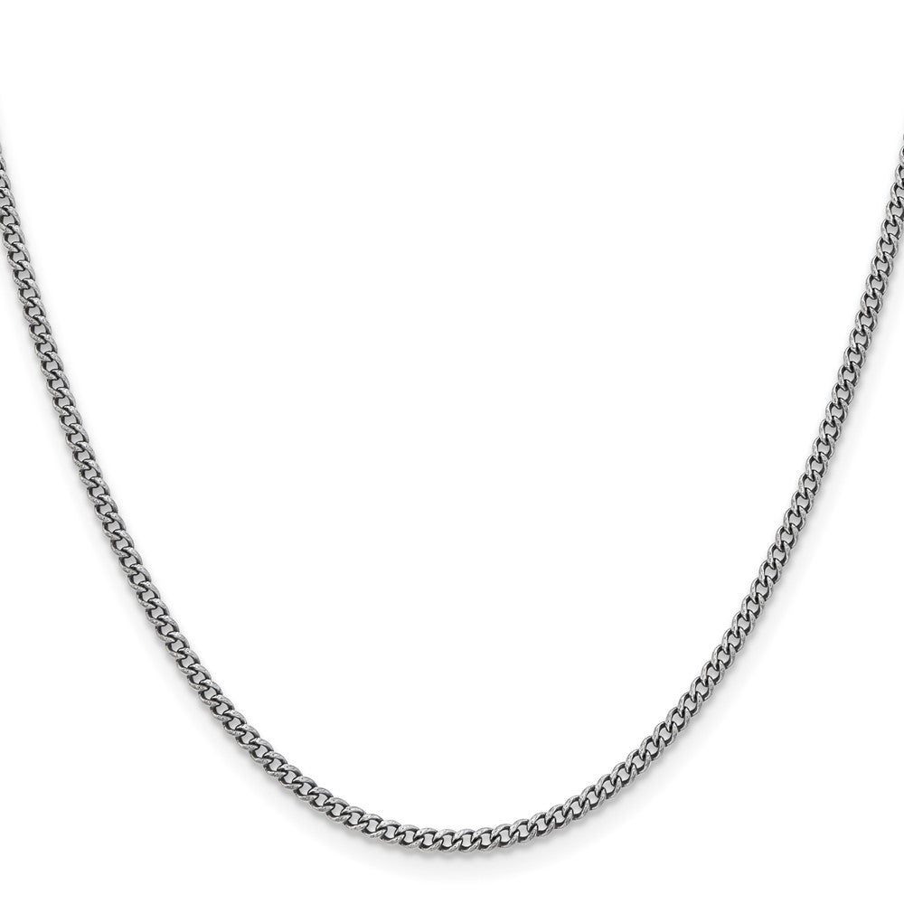 Stainless Steel Chisel Antiqued 2mm Round Curb Chain Necklace