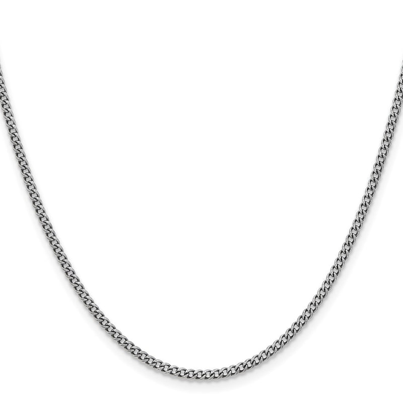 Stainless Steel Chisel Antiqued 2mm Round Curb Chain Necklace