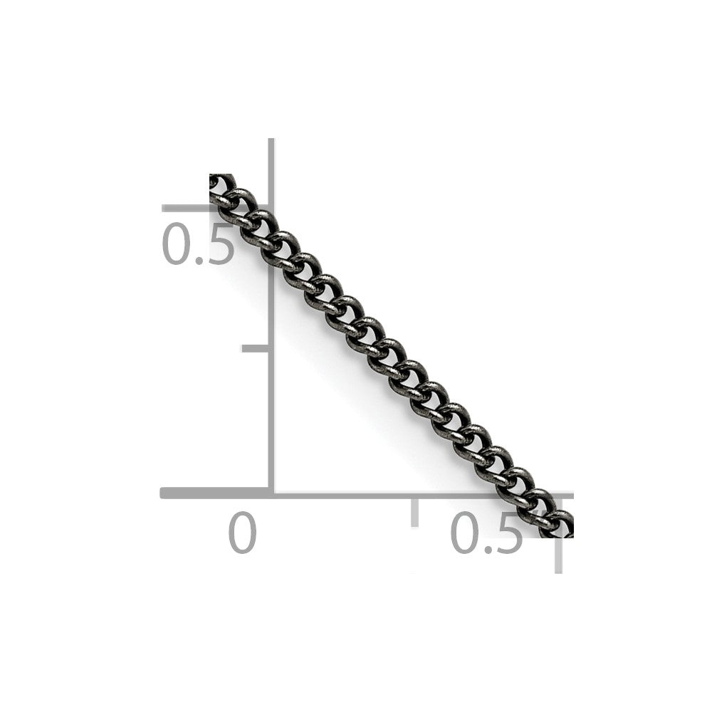 Stainless Steel Chisel Antiqued 2mm Round Curb Chain Necklace