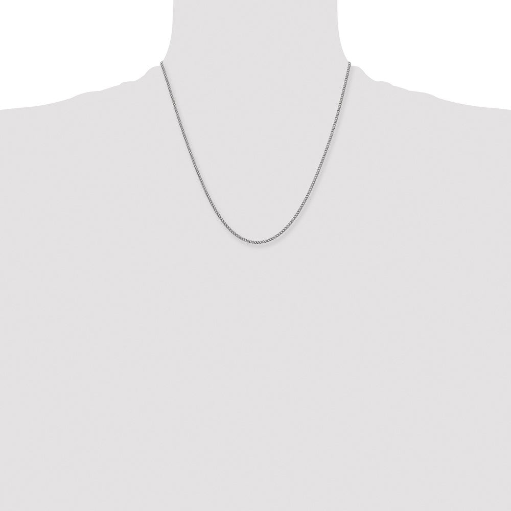 Stainless Steel Chisel Antiqued 2mm Round Curb Chain Necklace
