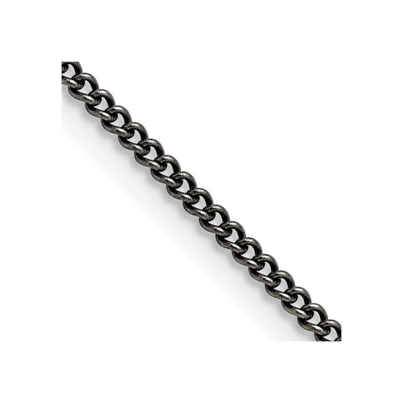 Stainless Steel Chisel Antiqued 2mm Round Curb Chain Necklace