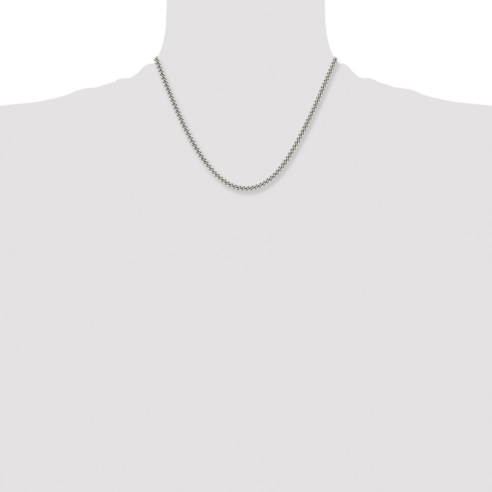 Stainless Steel Chisel Antiqued 4mm 18 Inch Round Curb Chain Necklace