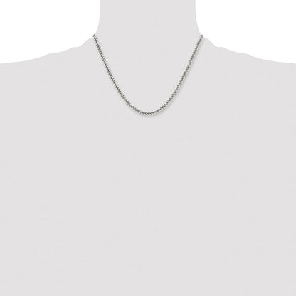 Stainless Steel Chisel Antiqued 4mm 18 Inch Round Curb Chain Necklace