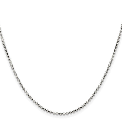 Stainless Steel Chisel Antiqued 2mm Beaded Ball Chain Necklace