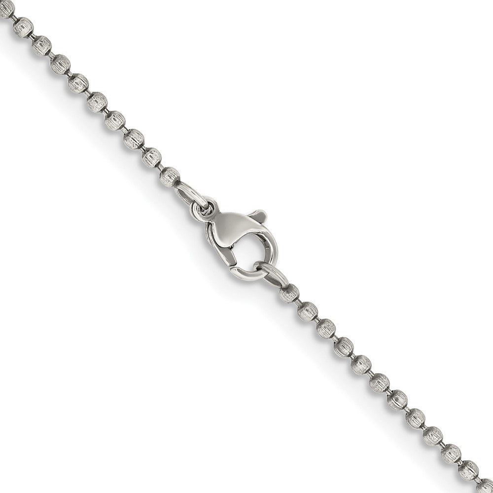 Stainless Steel Chisel Antiqued 2mm Beaded Ball Chain Necklace