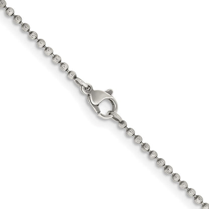 Stainless Steel Chisel Antiqued 2mm Beaded Ball Chain Necklace