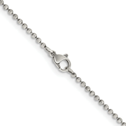 Stainless Steel Chisel Antiqued 2mm 22 Inch Beaded Ball Chain