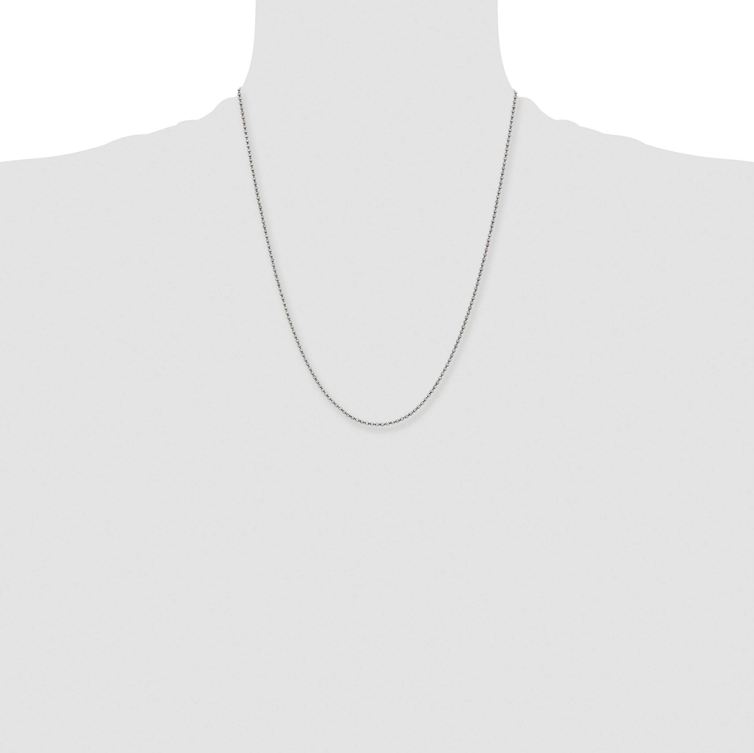 Stainless Steel Chisel Antiqued 2mm 22 Inch Beaded Ball Chain