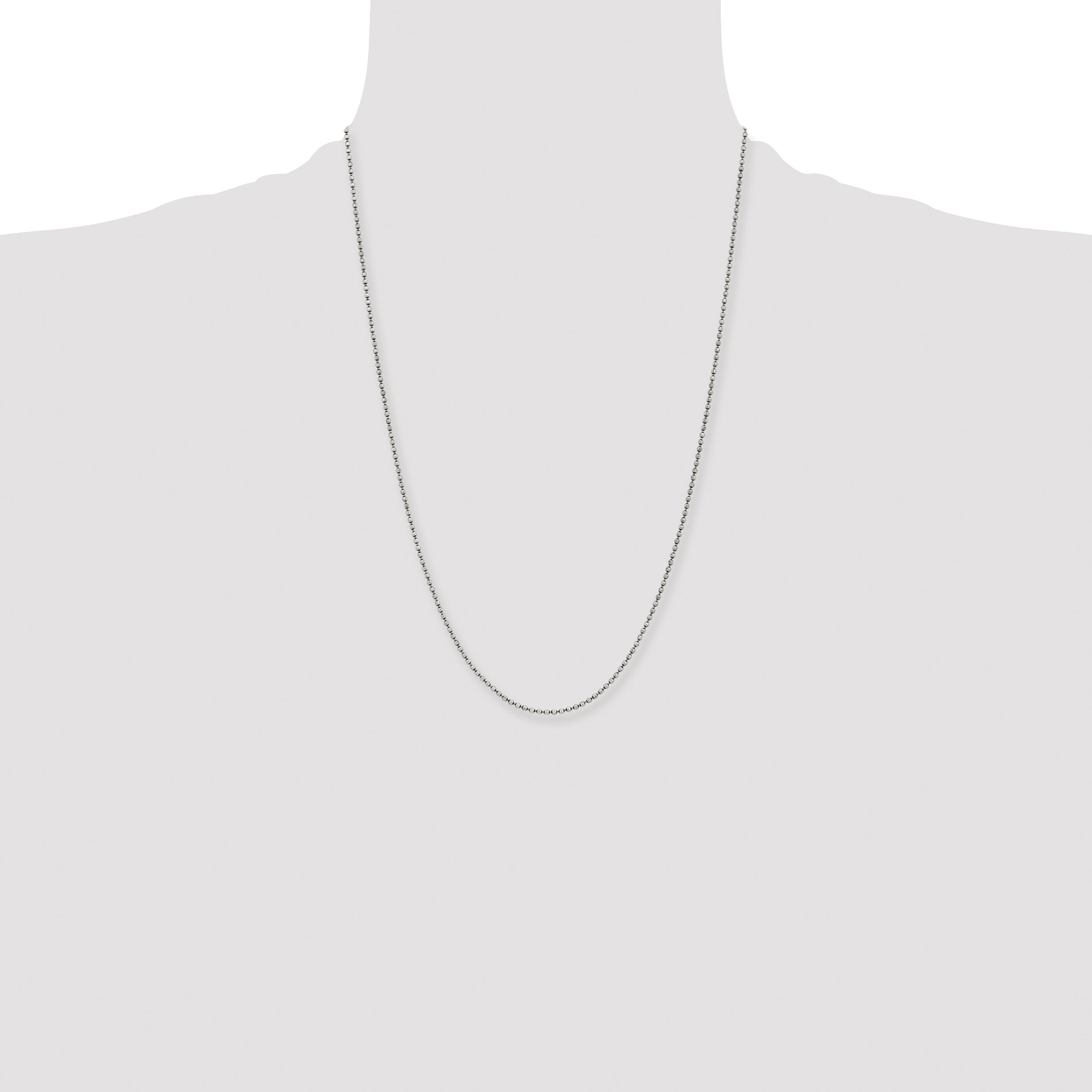 Stainless Steel Chisel Antiqued 2mm 24 Inch Beaded Ball Chain