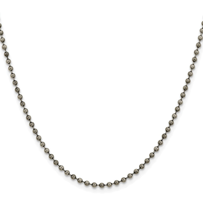 Stainless Steel Chisel Antiqued 2.4mm 18 Inch Beaded Ball Chain Necklace