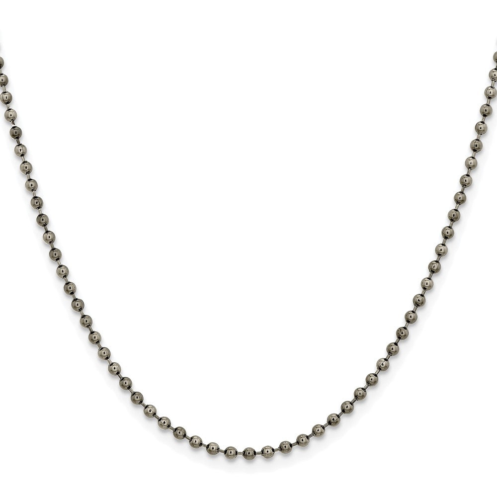 Stainless Steel Chisel Antiqued 2.4mm 24 Inch Beaded Ball Chain Necklace