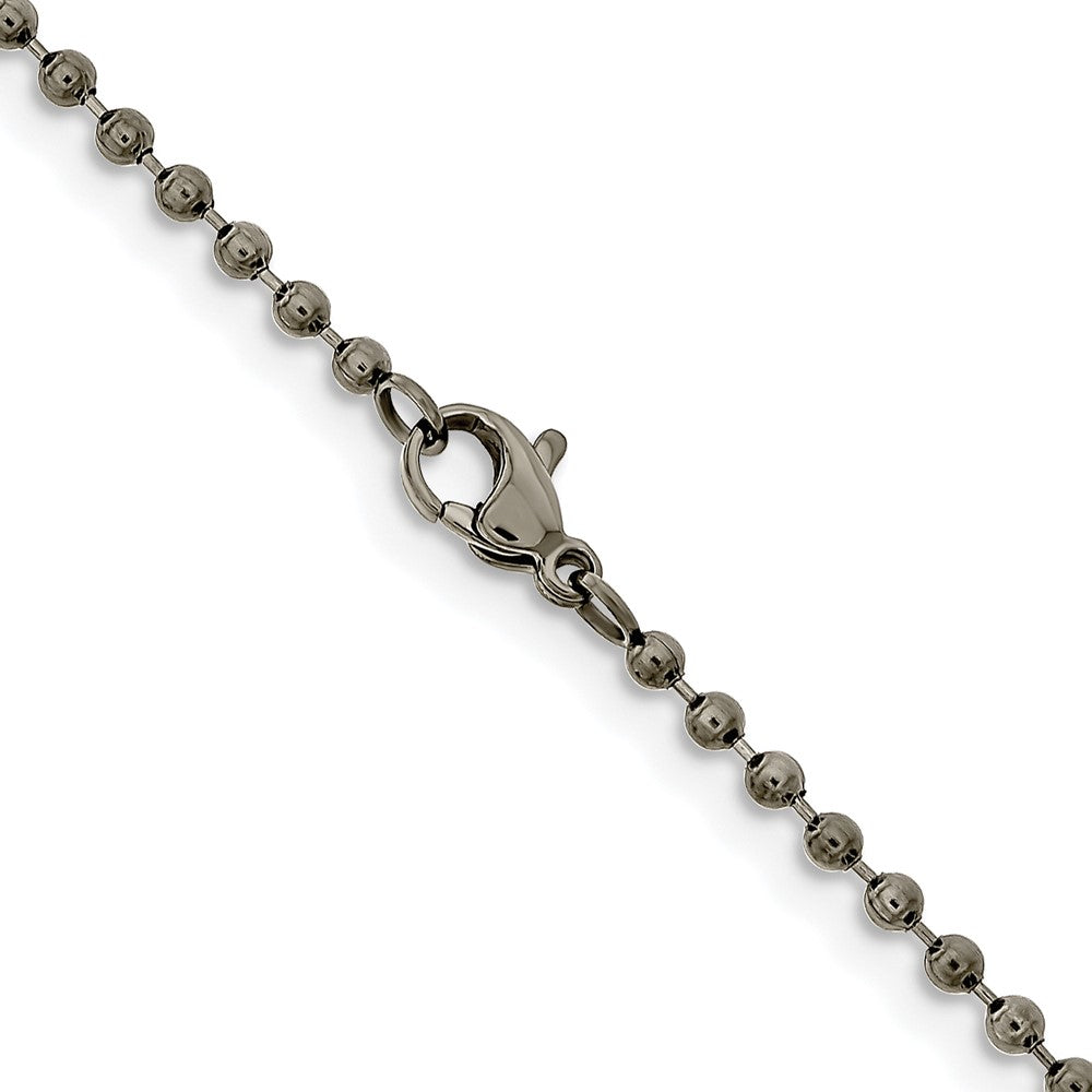 Stainless Steel Chisel Antiqued 2.4mm 24 Inch Beaded Ball Chain Necklace