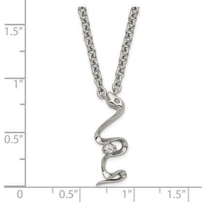 Stainless Steel Polished Cz Snake Necklace