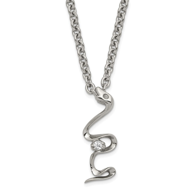 Stainless Steel Polished Cz Snake Necklace