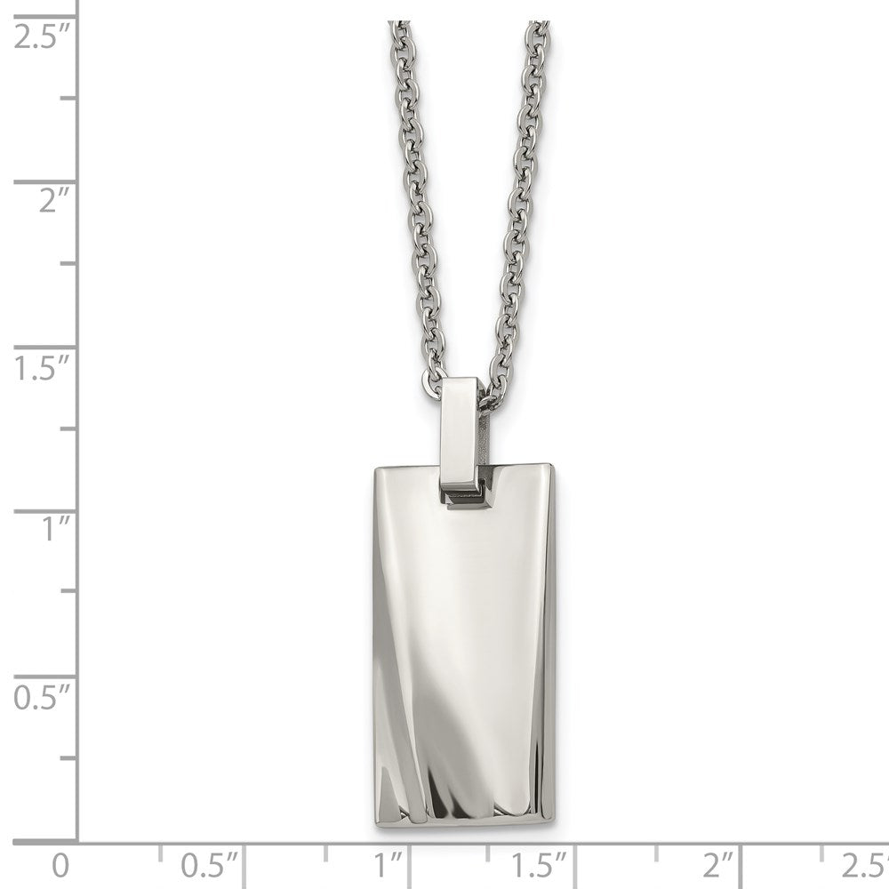Stainless Steel 22In Polished Concave Rectangle Necklace