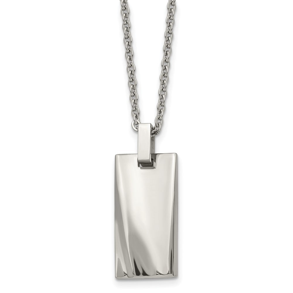 Stainless Steel 22In Polished Concave Rectangle Necklace